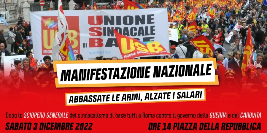 Manovra, USB: "Giorgia Meloni si inginocchia alla UE e l'Italia corre verso la recessione. Il 2 dicembre sciopero generale, il 3 tutti/e a Roma"