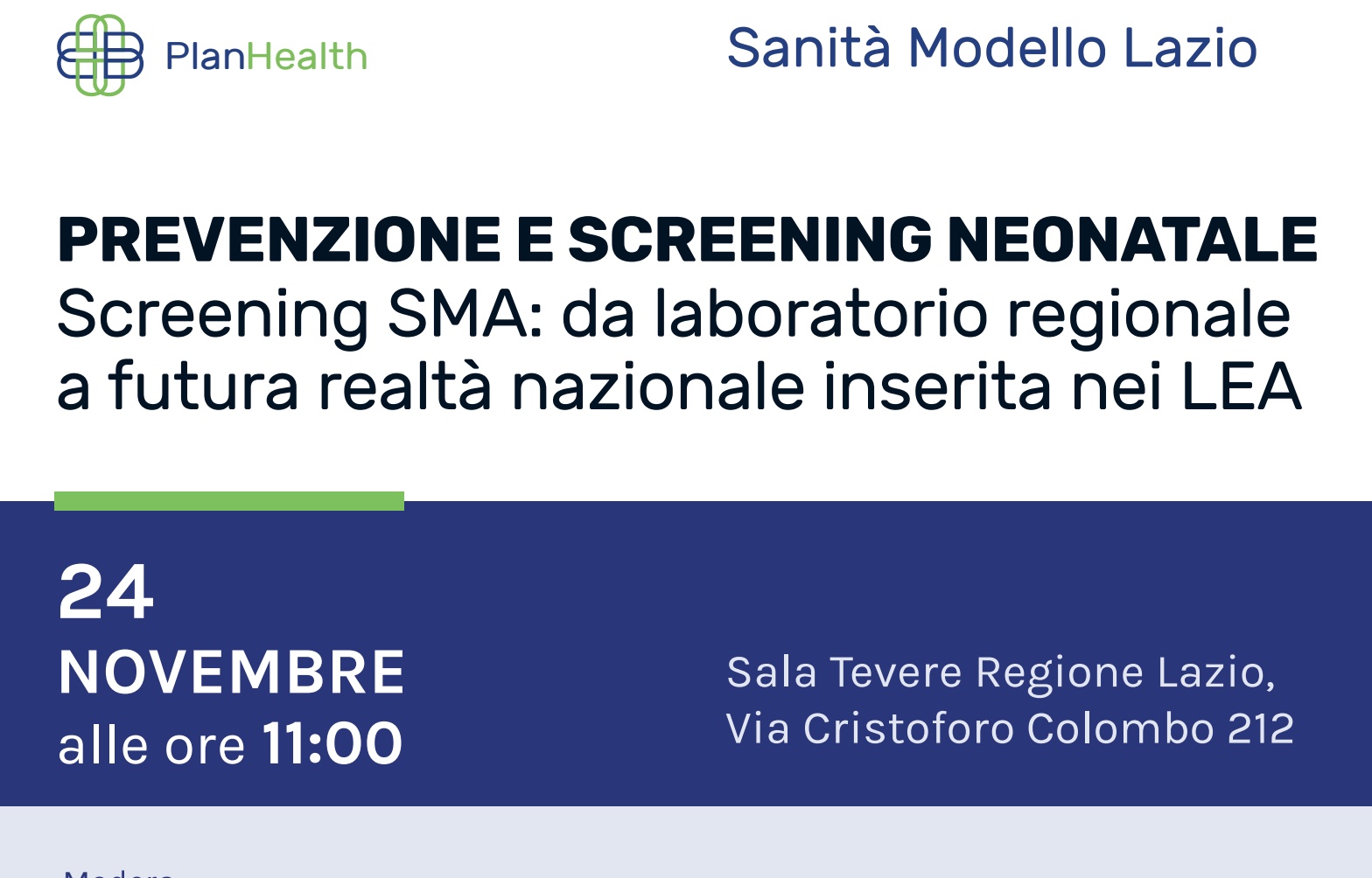 Sanità Lazio, il 24 novembre convegno  su screening neonatale SMA