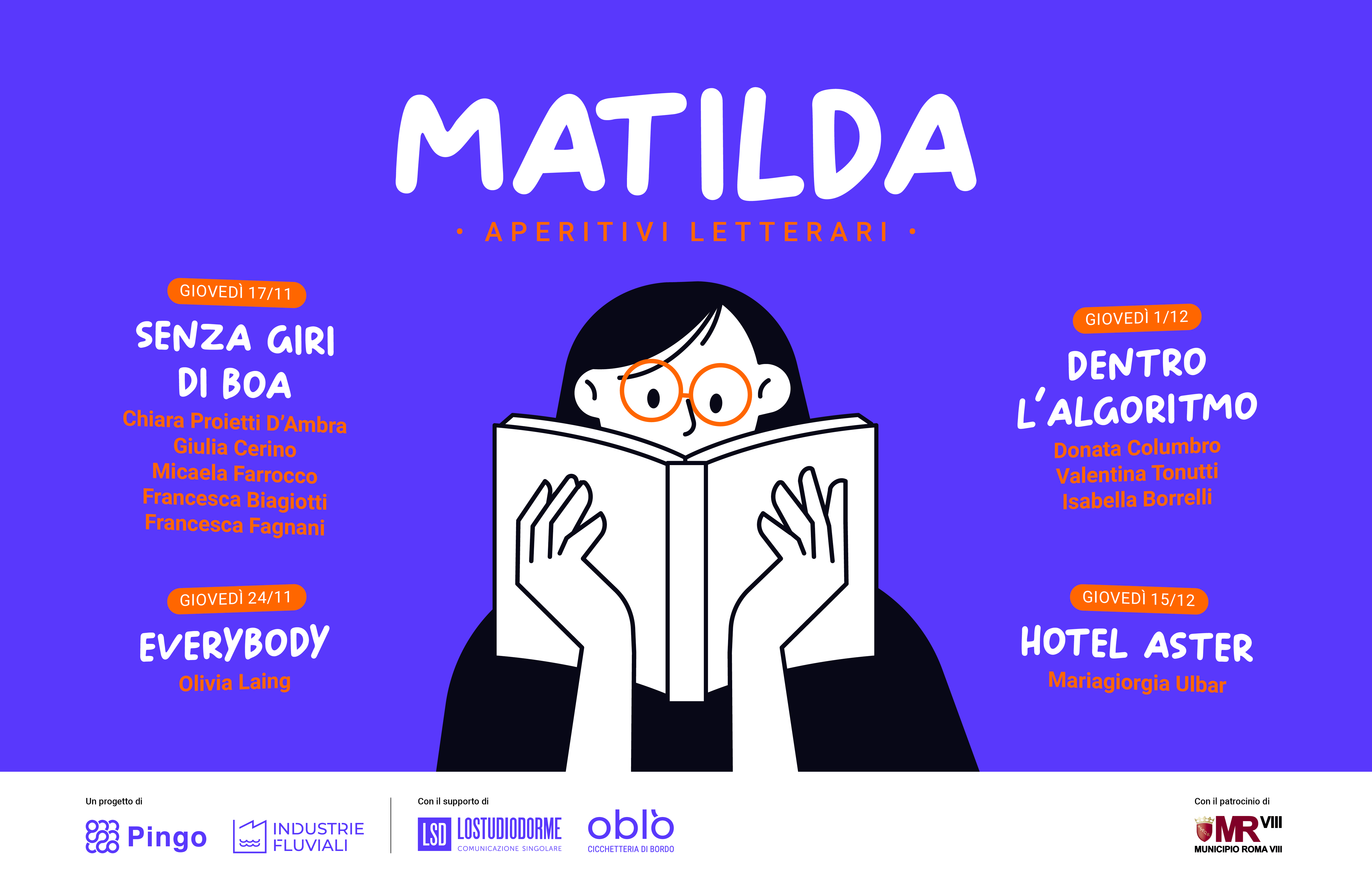 Matilda, aperitivi letterari al femminile. Dal 17 novembre ogni giovedì alle 18:30