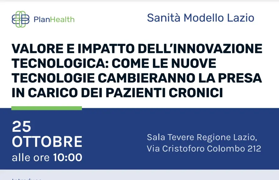 Rinviato al 25 ottobre il convegno “Valore e impatto dell’innovazione tecnologica: come le nuove tecnologie cambieranno la presa in carico dei pazienti cronici”