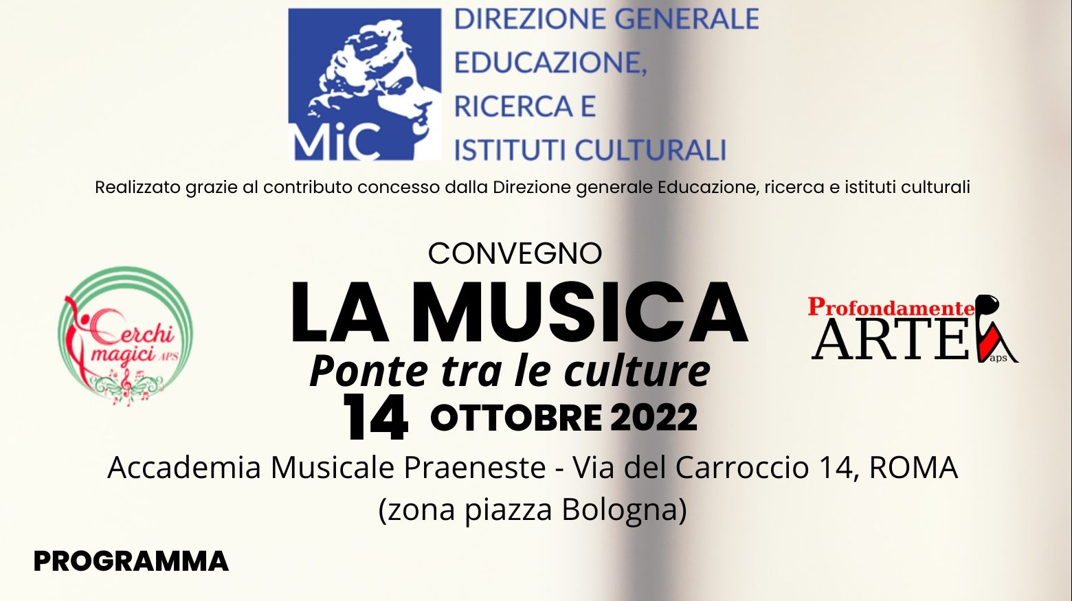 Venerdì 14 ottobre convegno "LA MUSICA. Ponte tra le culture"